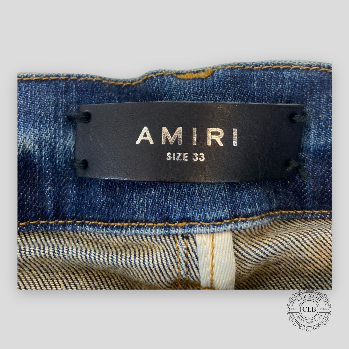 Amiri MX1 Black Bandana Patch Jeans in Deep Classic Indigo