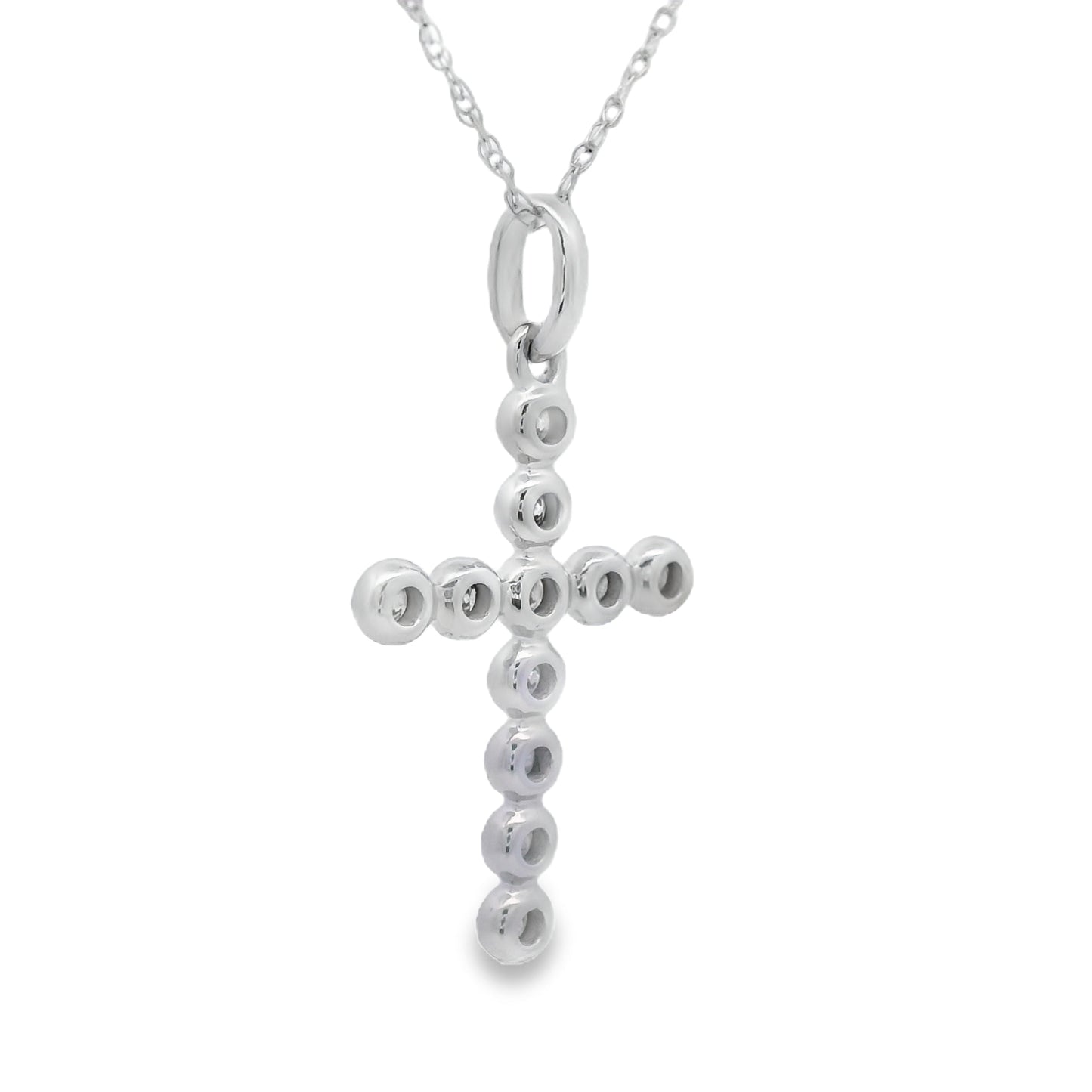 .12ct Diamond Cross Religious Pendant 14KT White Gold