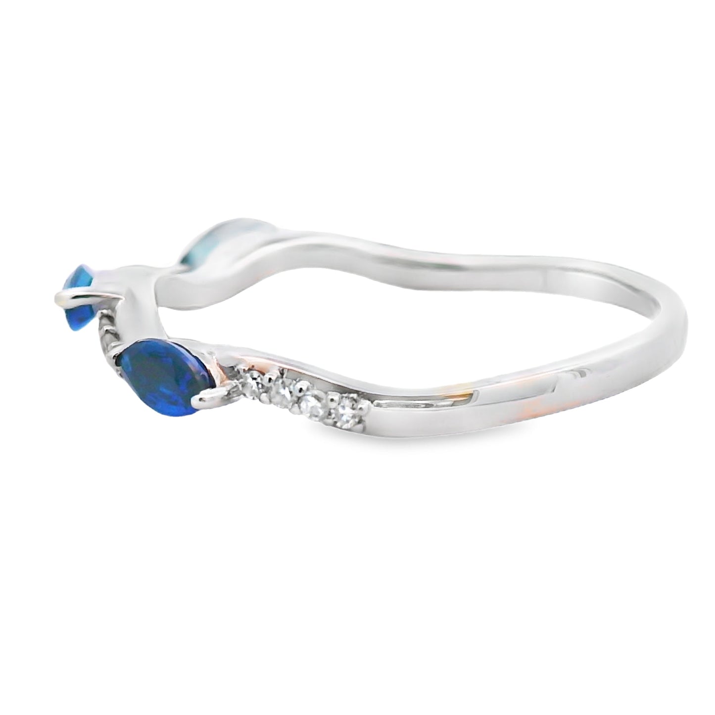 Sapphire Diamond stackable band set 14KT White Gold