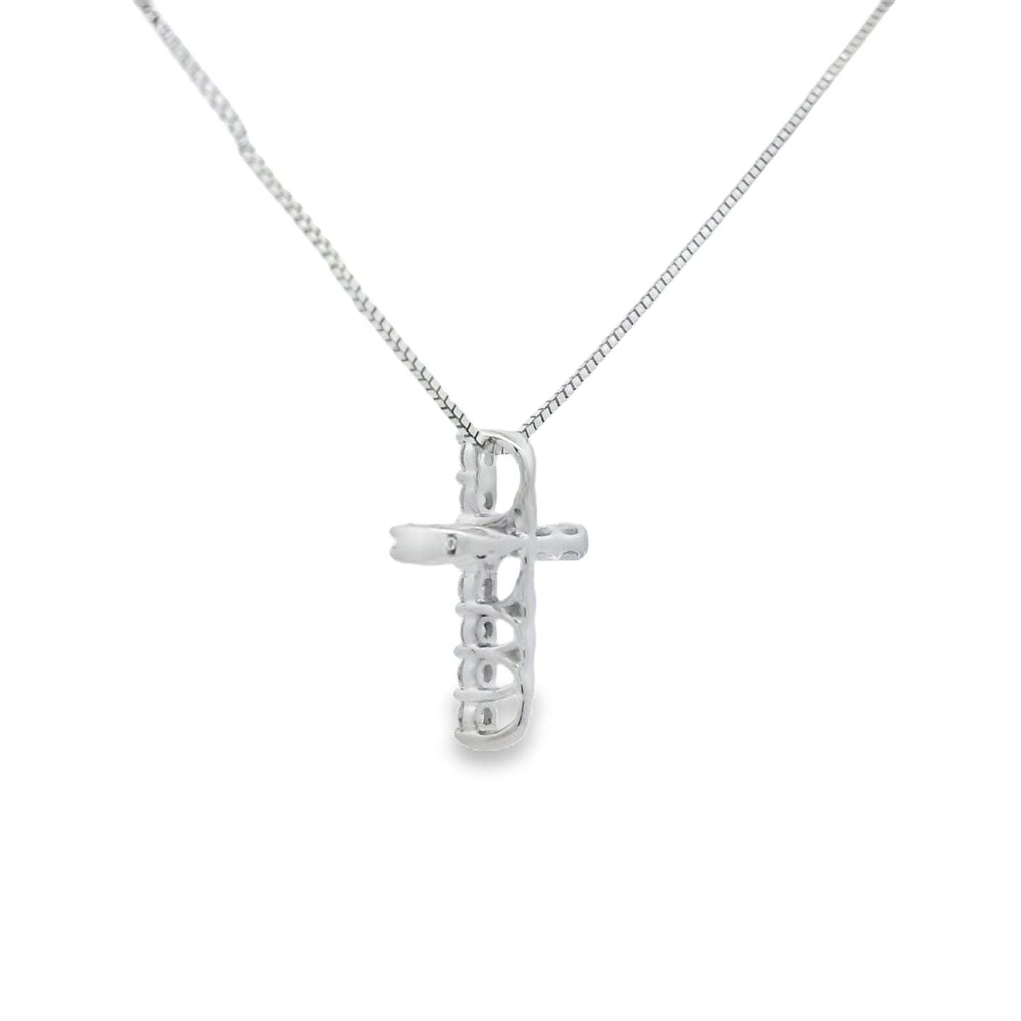 .15ct Diamond Cross Religious Pendant 14KT White Gold