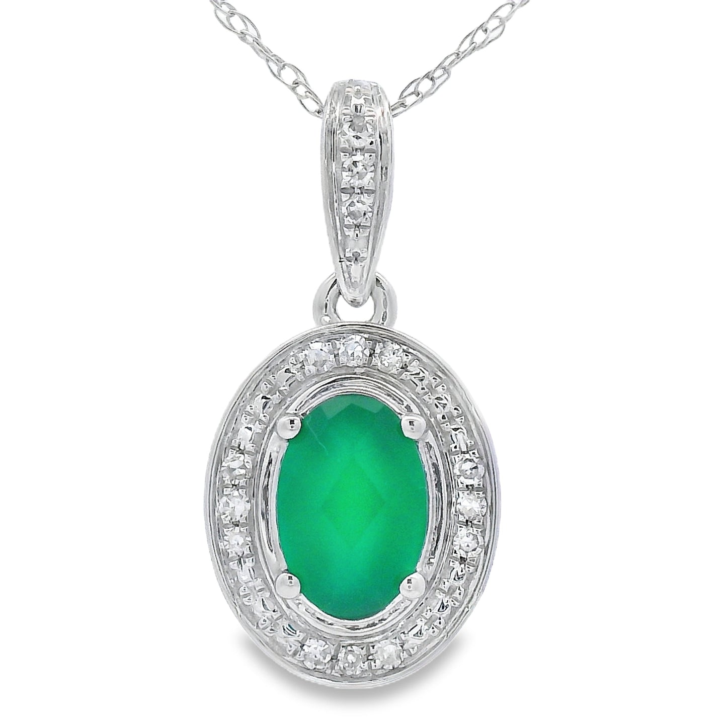 Chalcedony Diamond Fashion Pendants 10KT White Gold