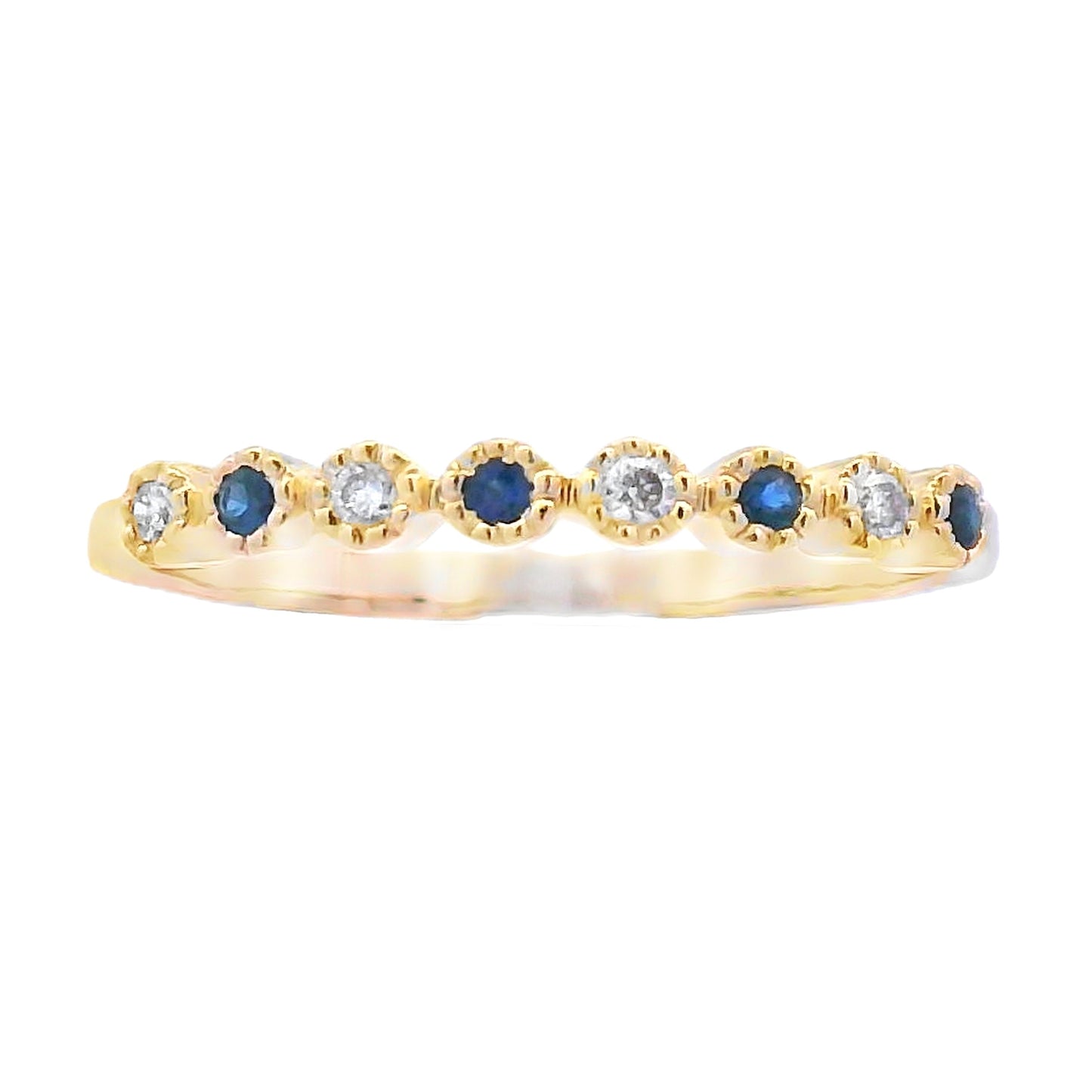 Sapphire Diamond stackable band set 14KT Yellow Gold