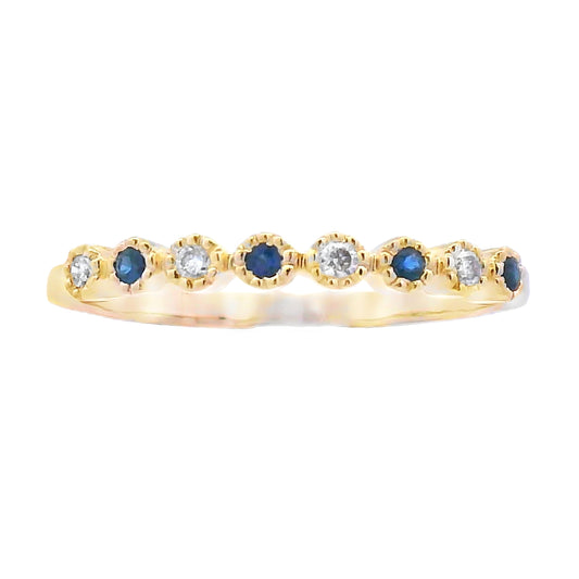 Sapphire Diamond stackable band set 14KT Yellow Gold