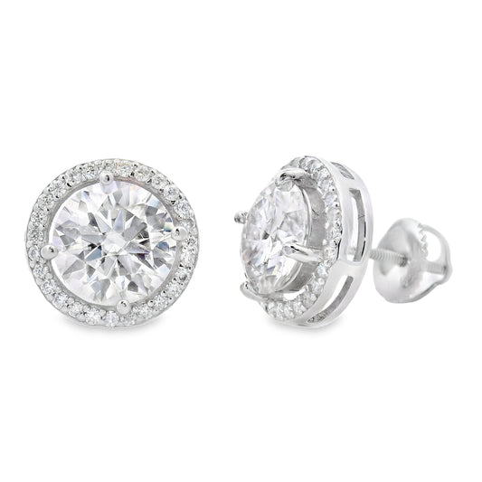 Genuine 4.33ct Moissanite Stud Earrings Sterling Silver