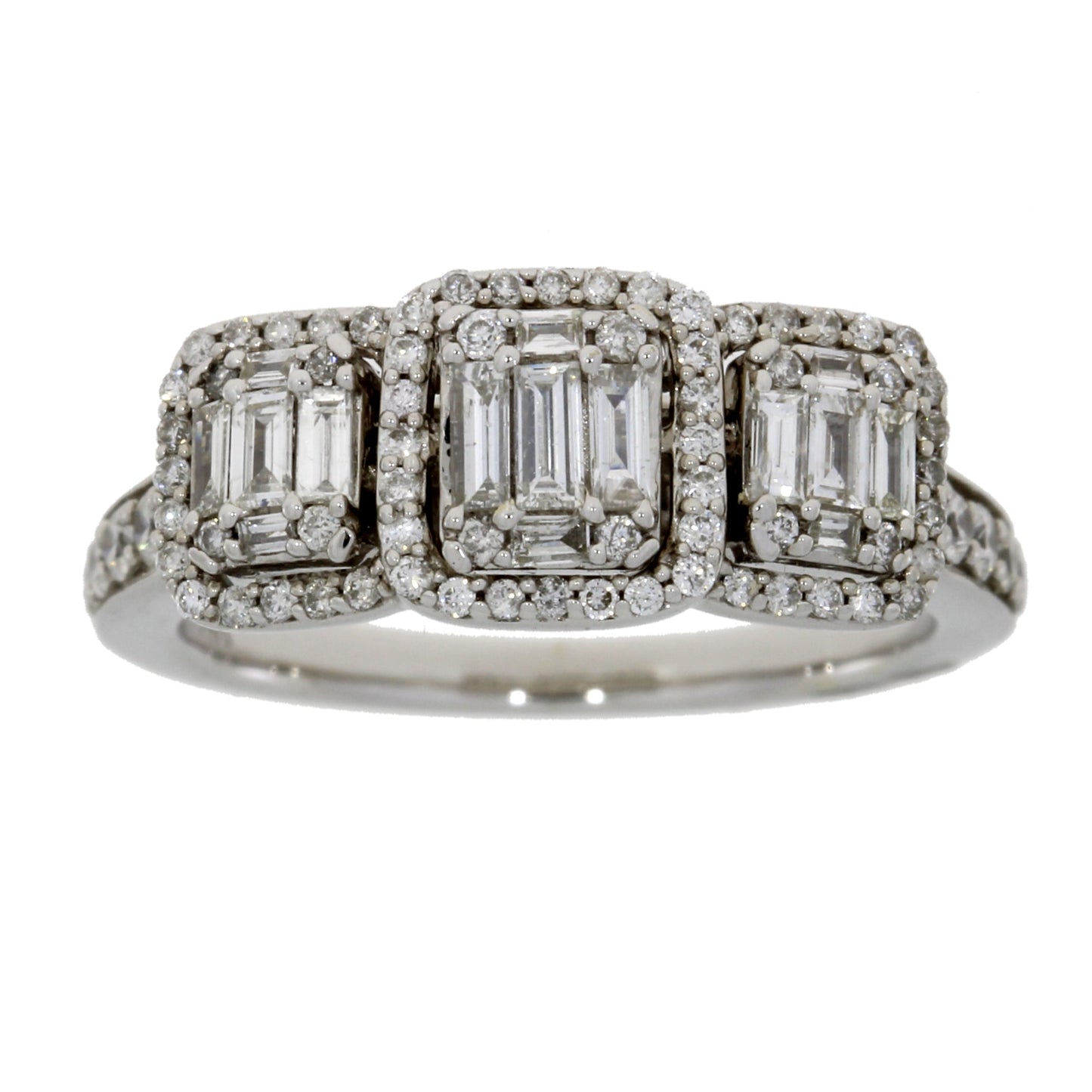 1.00ct Diamond 3 Stone Ring 14KT White Gold
