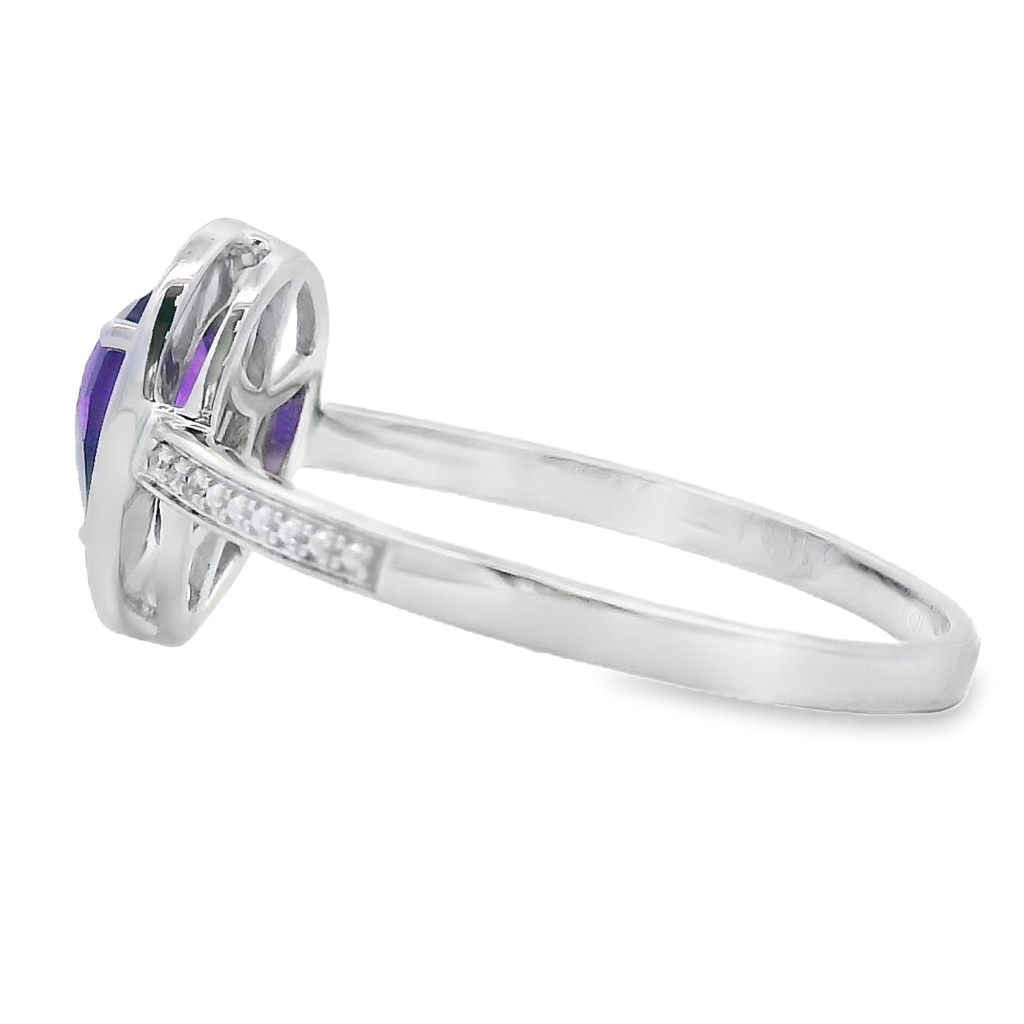 .42ct Amethyst Diamond Ring 10KT White Gold
