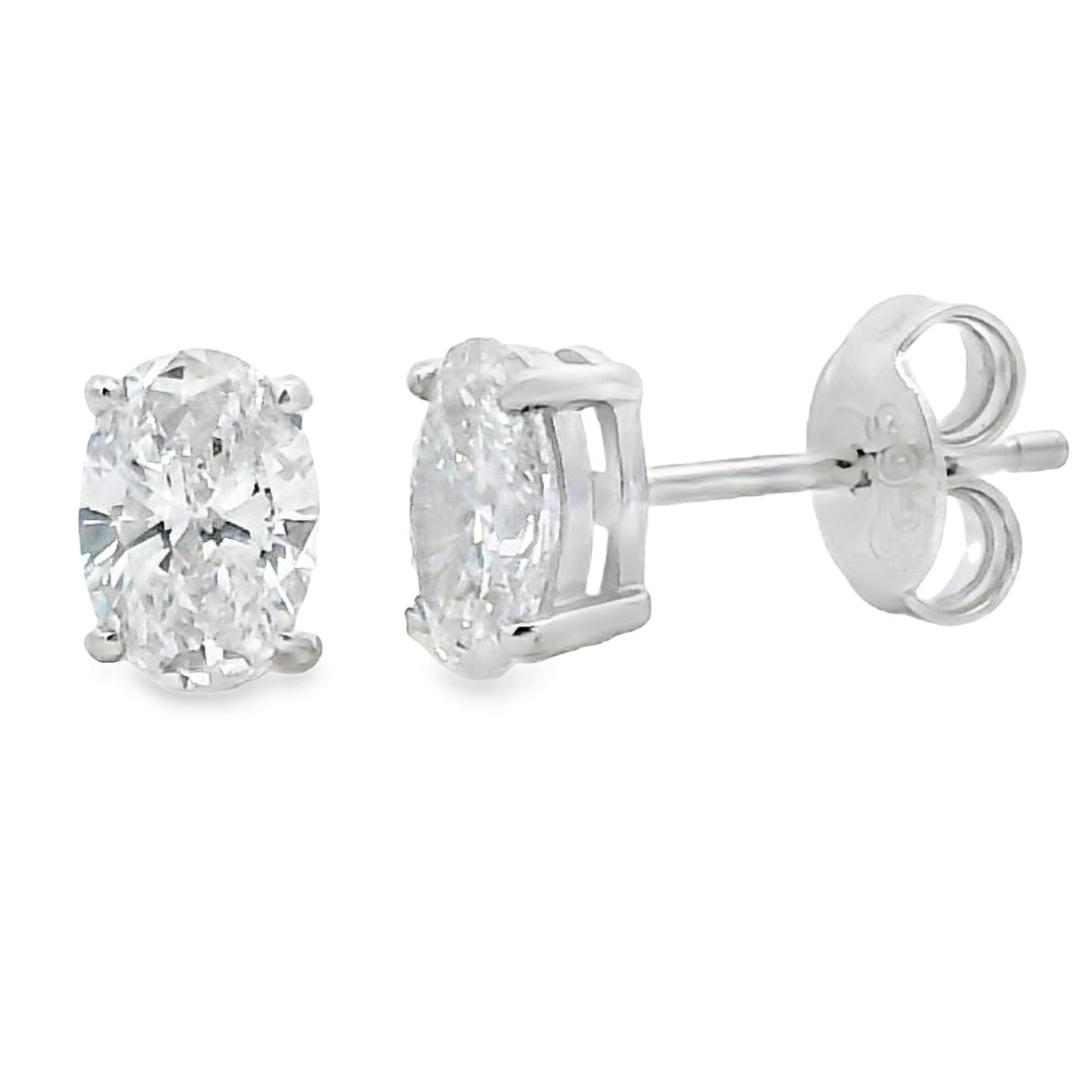 1.00ct Lab Grown Diamond Stud Earrings Sterling Silver