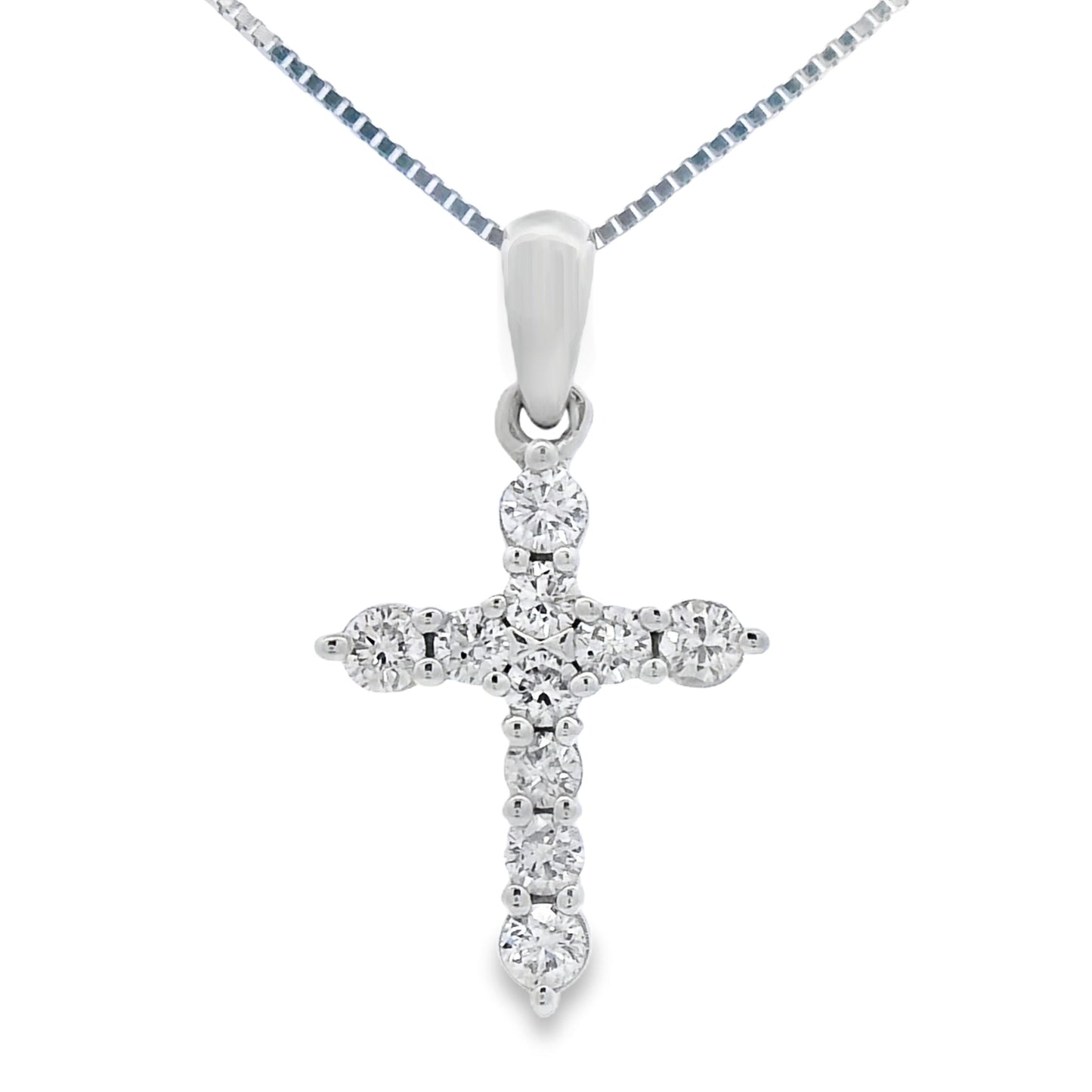 .23ct Diamond Cross Religious Pendant 14KT White Gold