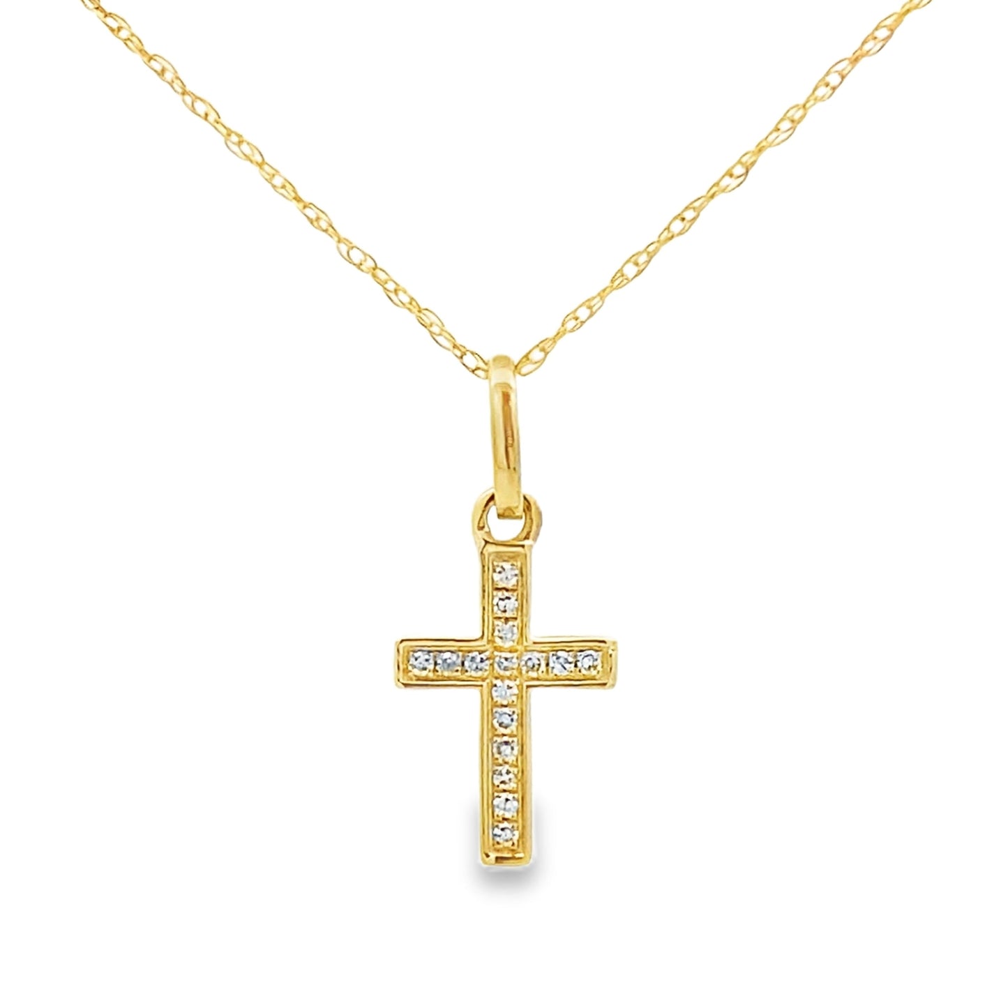 .05ct Diamond Cross Religious Pendant 14KT Yellow Gold