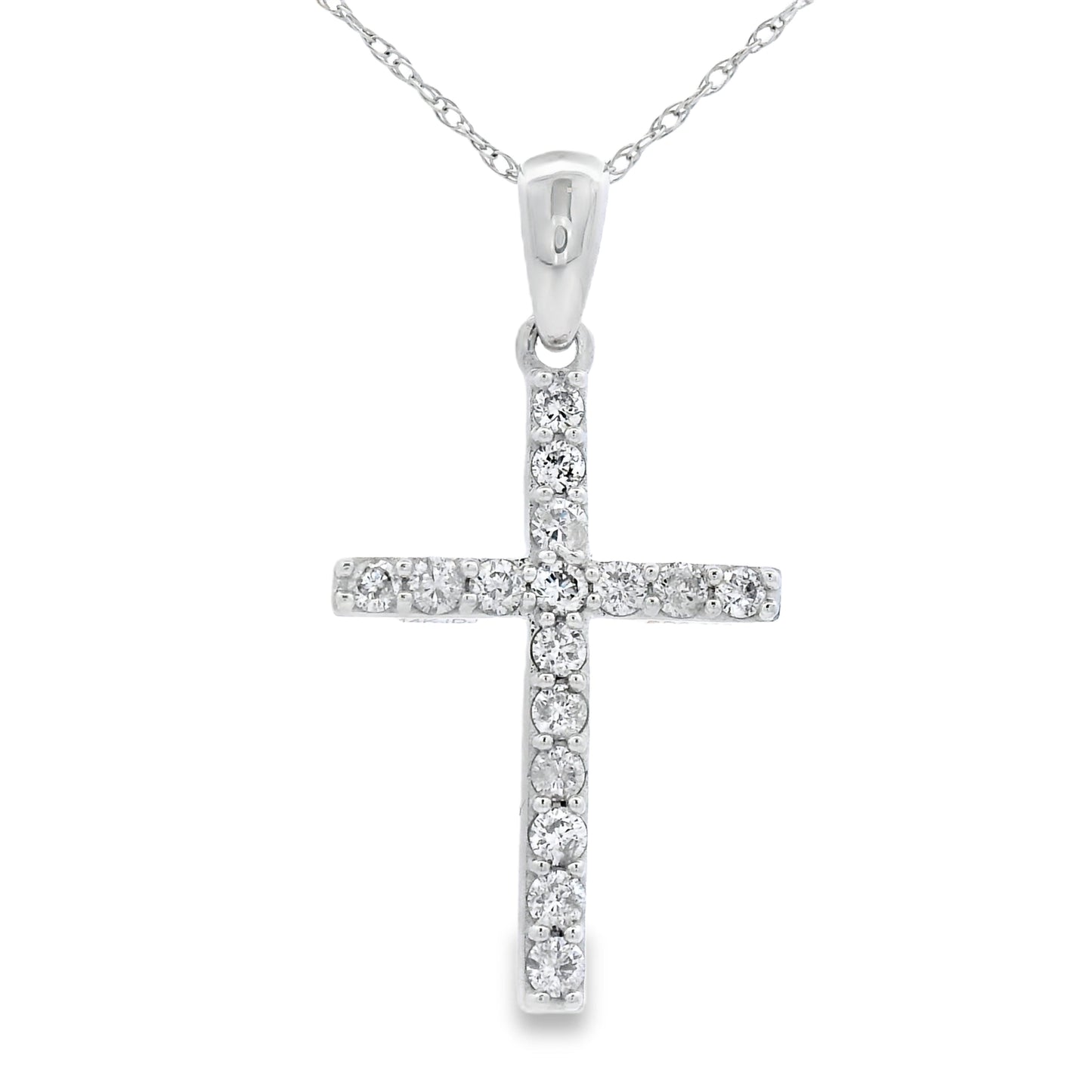 .30ct Diamond Cross Religious Pendant 14KT White Gold