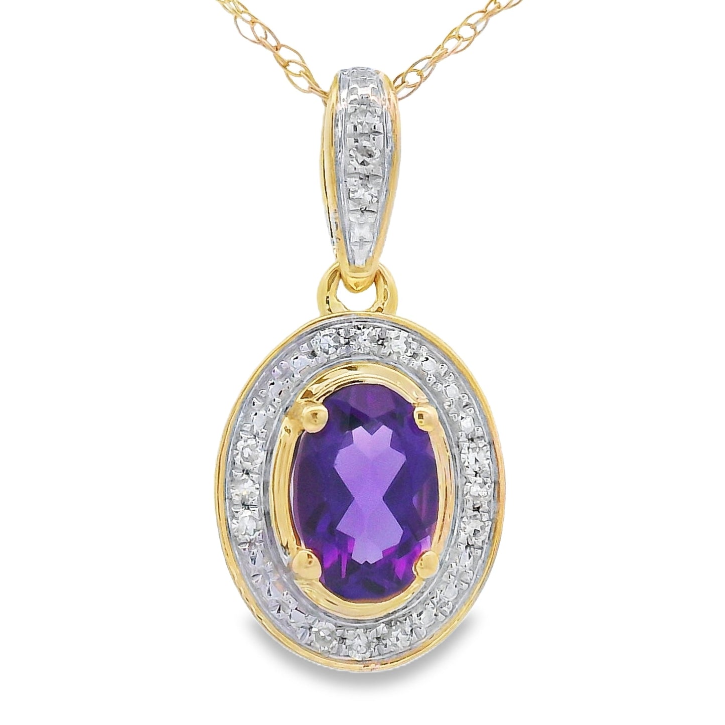 Amethyst Diamond Fashion Pendants 10KT Yellow Gold