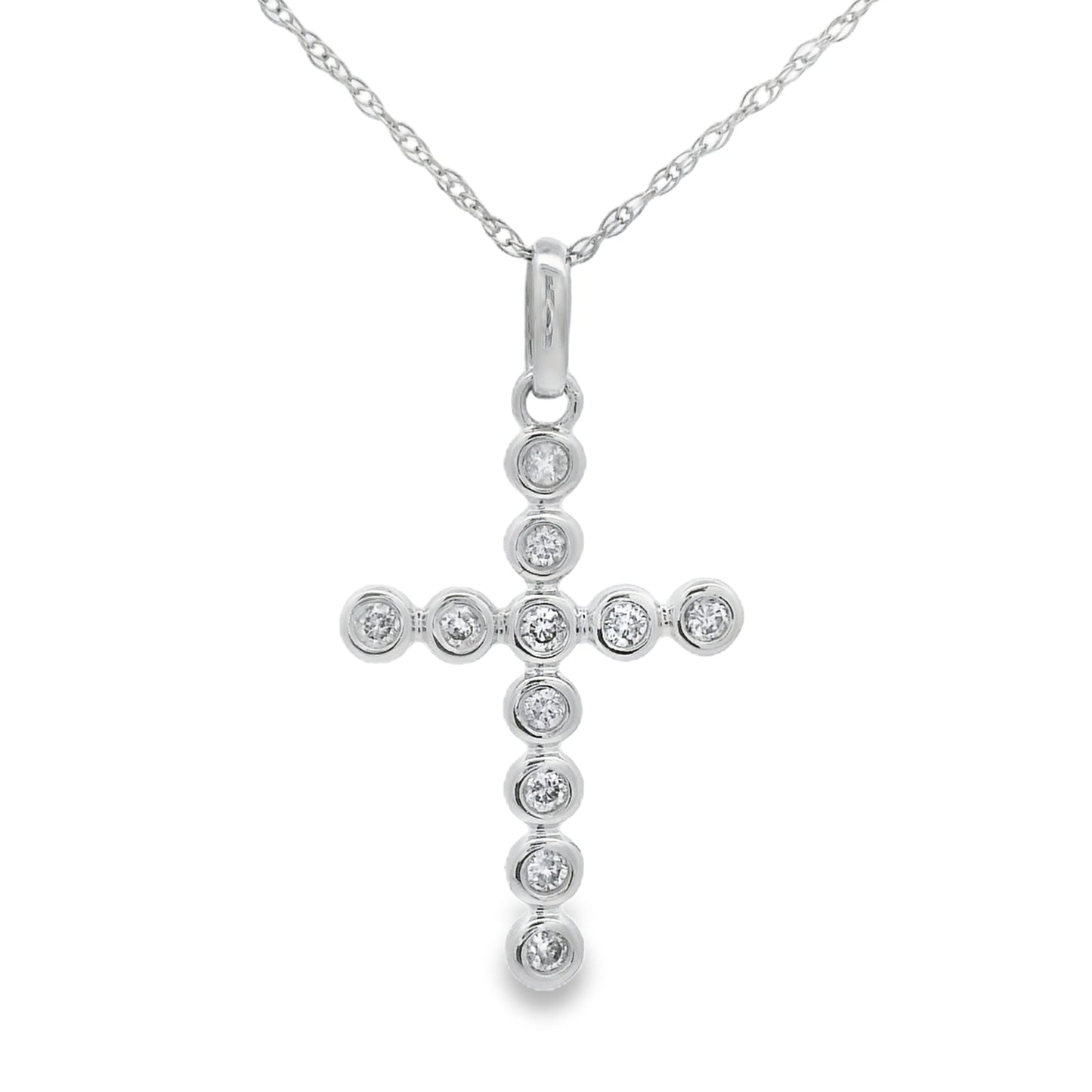 .15ct Diamond Cross Religious Pendant 14KT White Gold