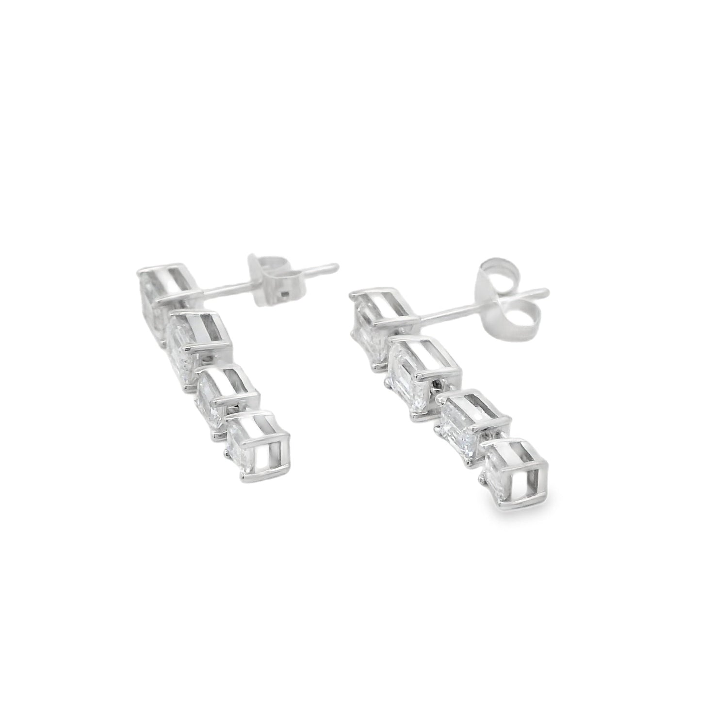 Lab Grown Diamond Dangle Earrings 14KT White Gold
