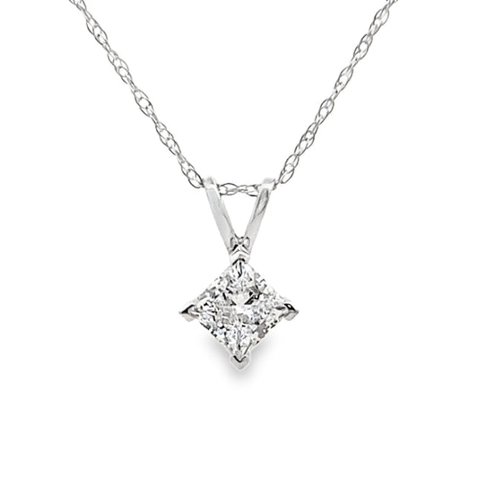 Natural .40ct Lab Grown Diamond Pendant 14KT White Gold