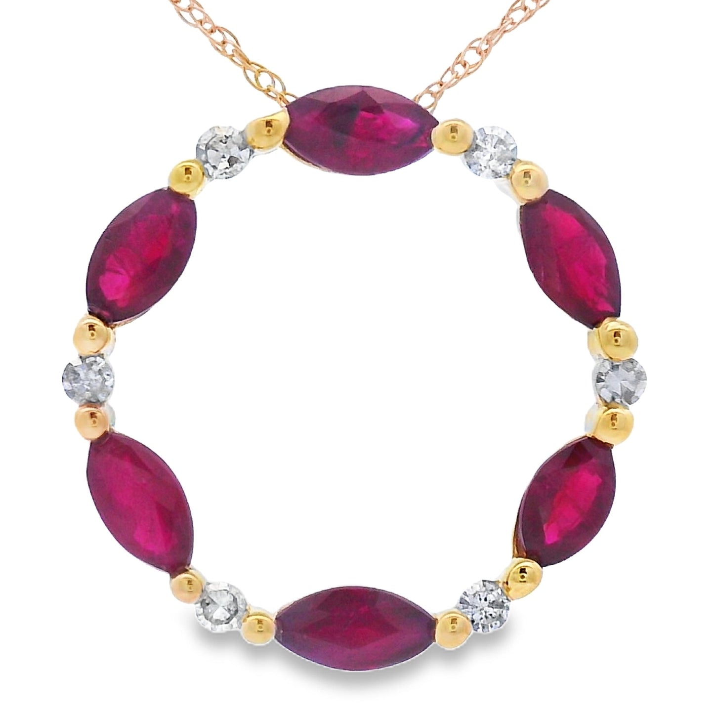 Ruby Diamond Circle of Love Pendant 10KT Yellow Gold