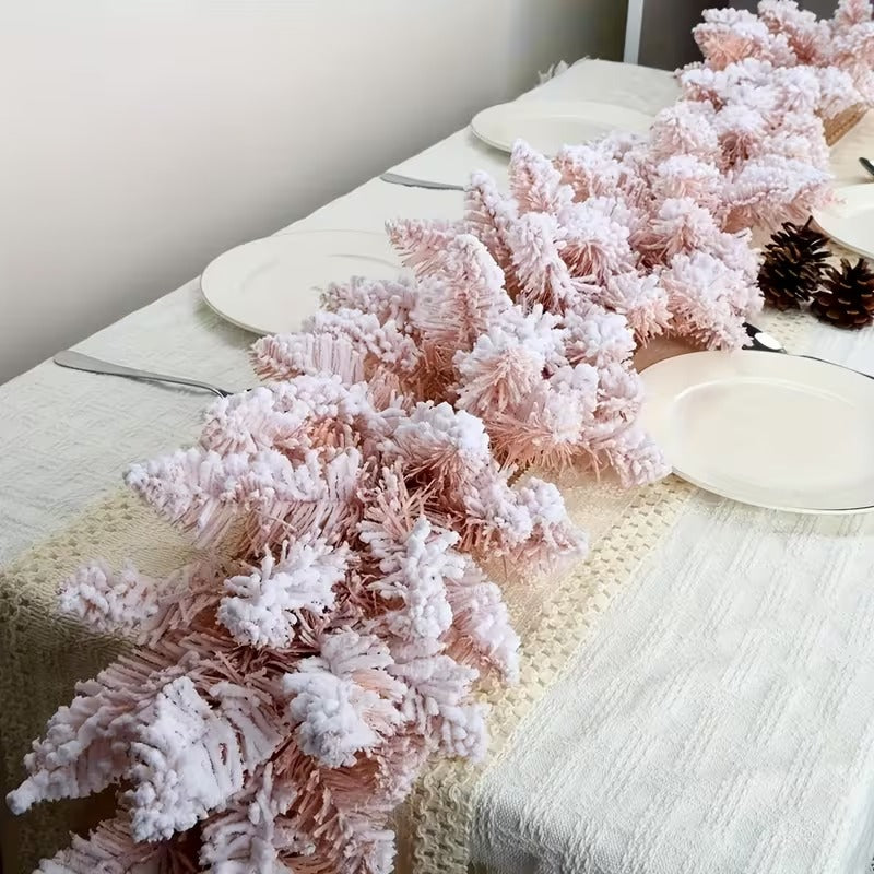 Pink Christmas Garland Pine Cedar-2