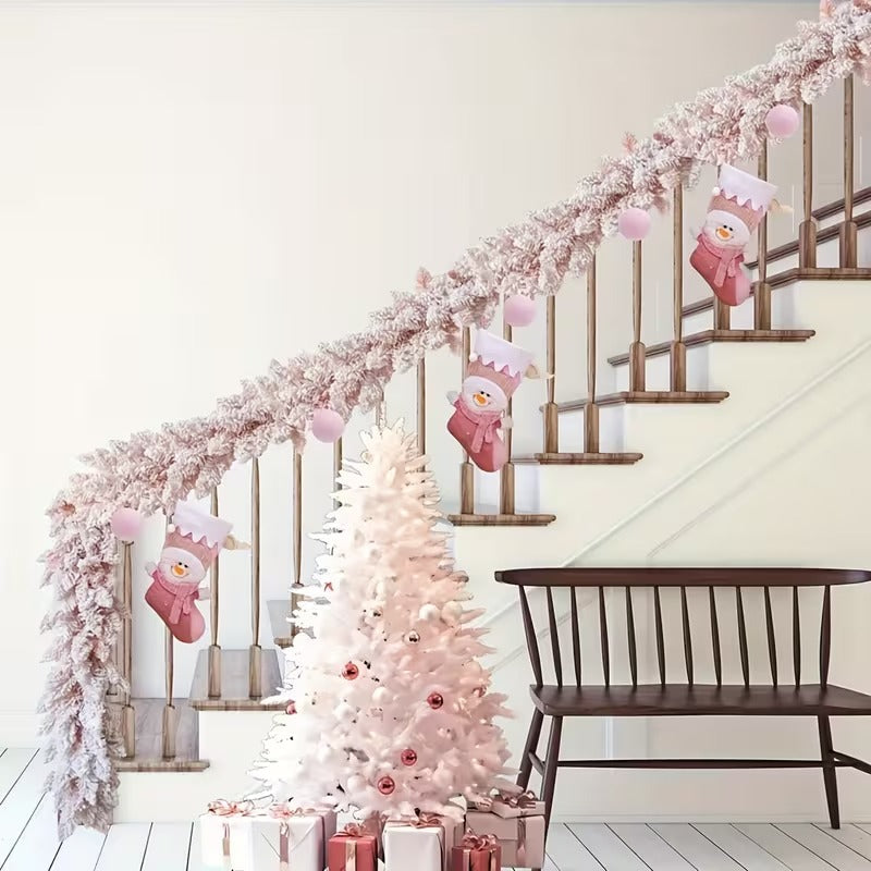Pink Christmas Garland Pine Cedar-3