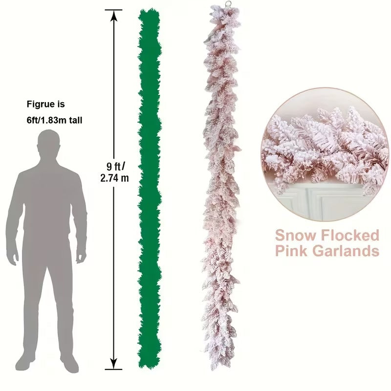 Pink Christmas Garland Pine Cedar-1