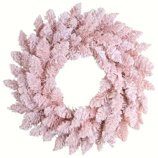 Pink Snowy Pine Christmas Wreath-0