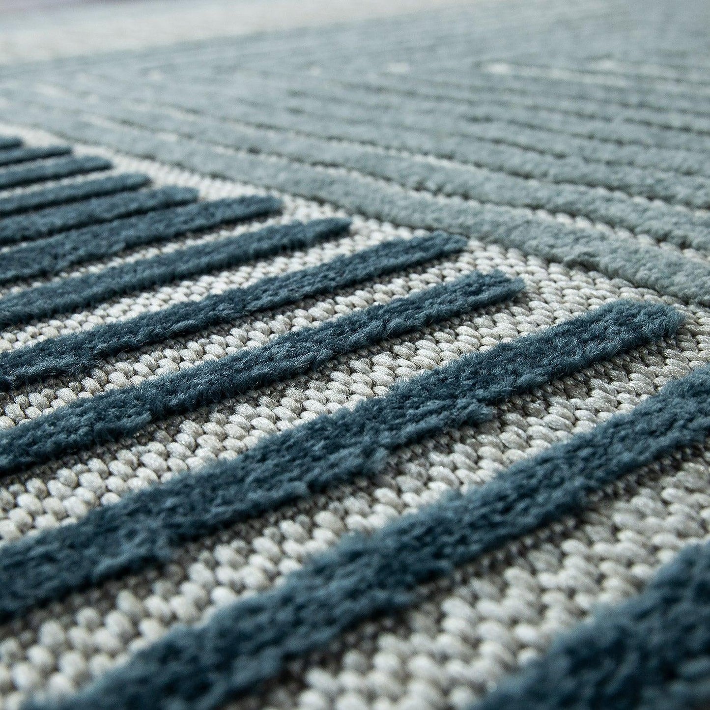 In- & Outdoor Rug Marrakesh Carved Design - Aqua Blue-2