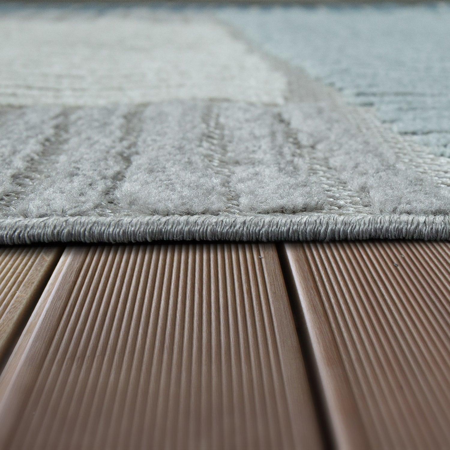 In- & Outdoor Rug Marrakesh Carved Design - Aqua Blue-4