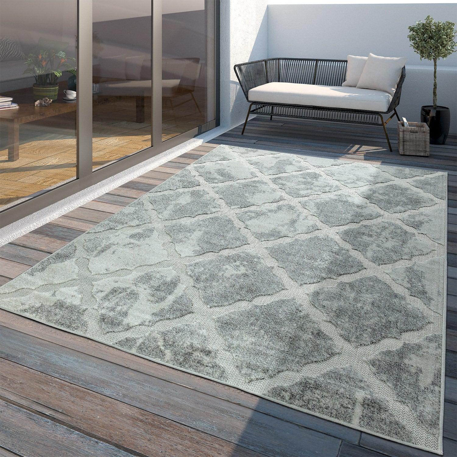 Outdoor Rug Marrakesh Moroccan Diamond Pattern - Light-Grey-0