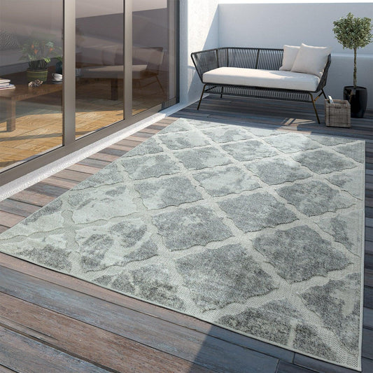 Outdoor Rug Marrakesh Moroccan Diamond Pattern - Light-Grey-0