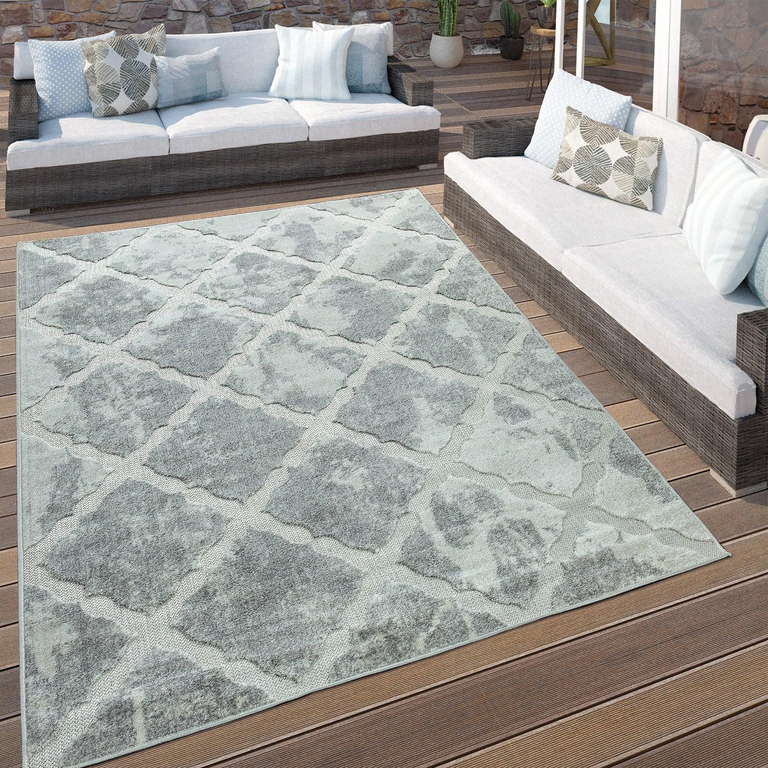 Outdoor Rug Marrakesh Moroccan Diamond Pattern - Light-Grey-1