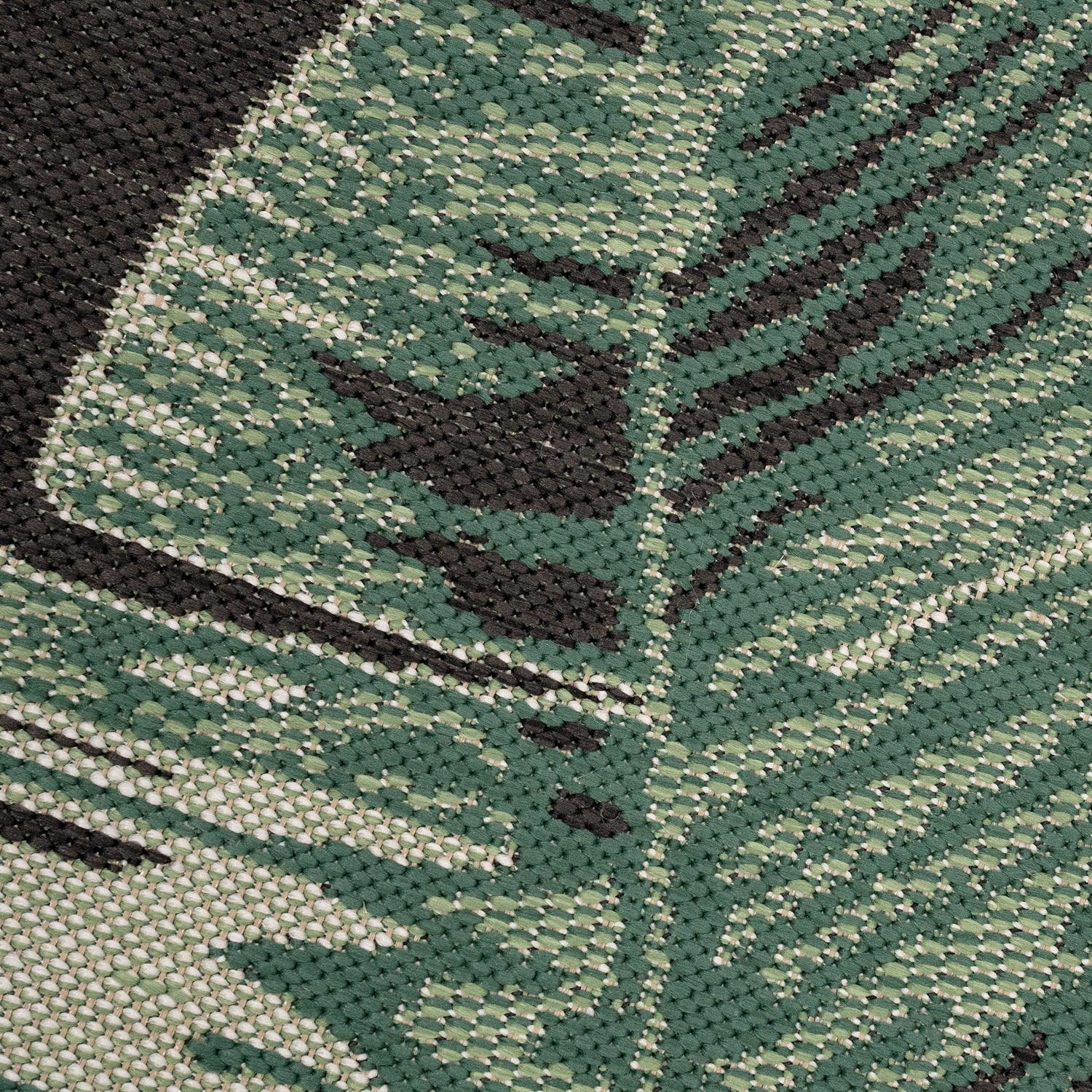 In- & Outdoor Rug Ostende Jungle Leaves - Black Green-2