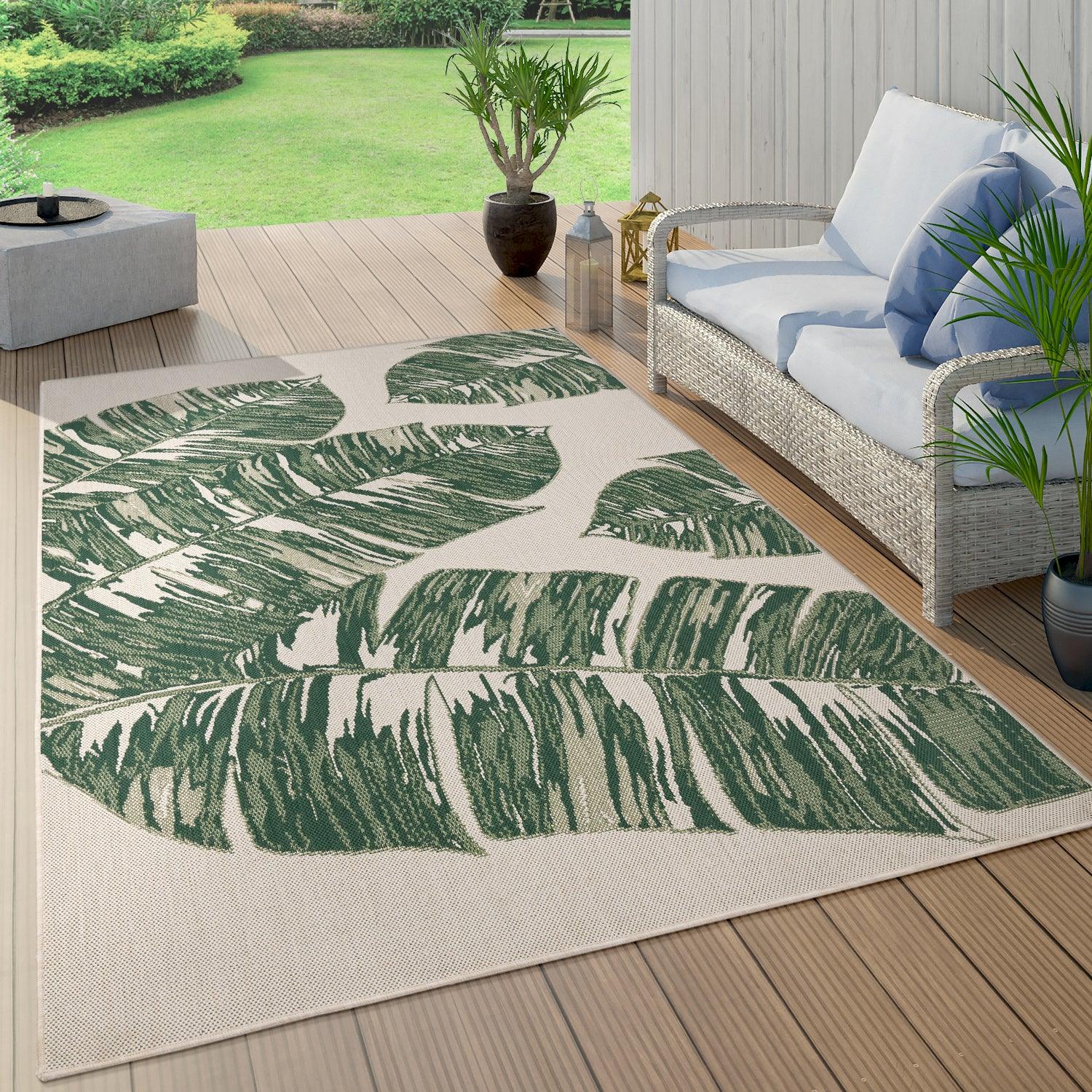 In- & Outdoor Rug Ostende Jungle Leaves - Cream Green-0