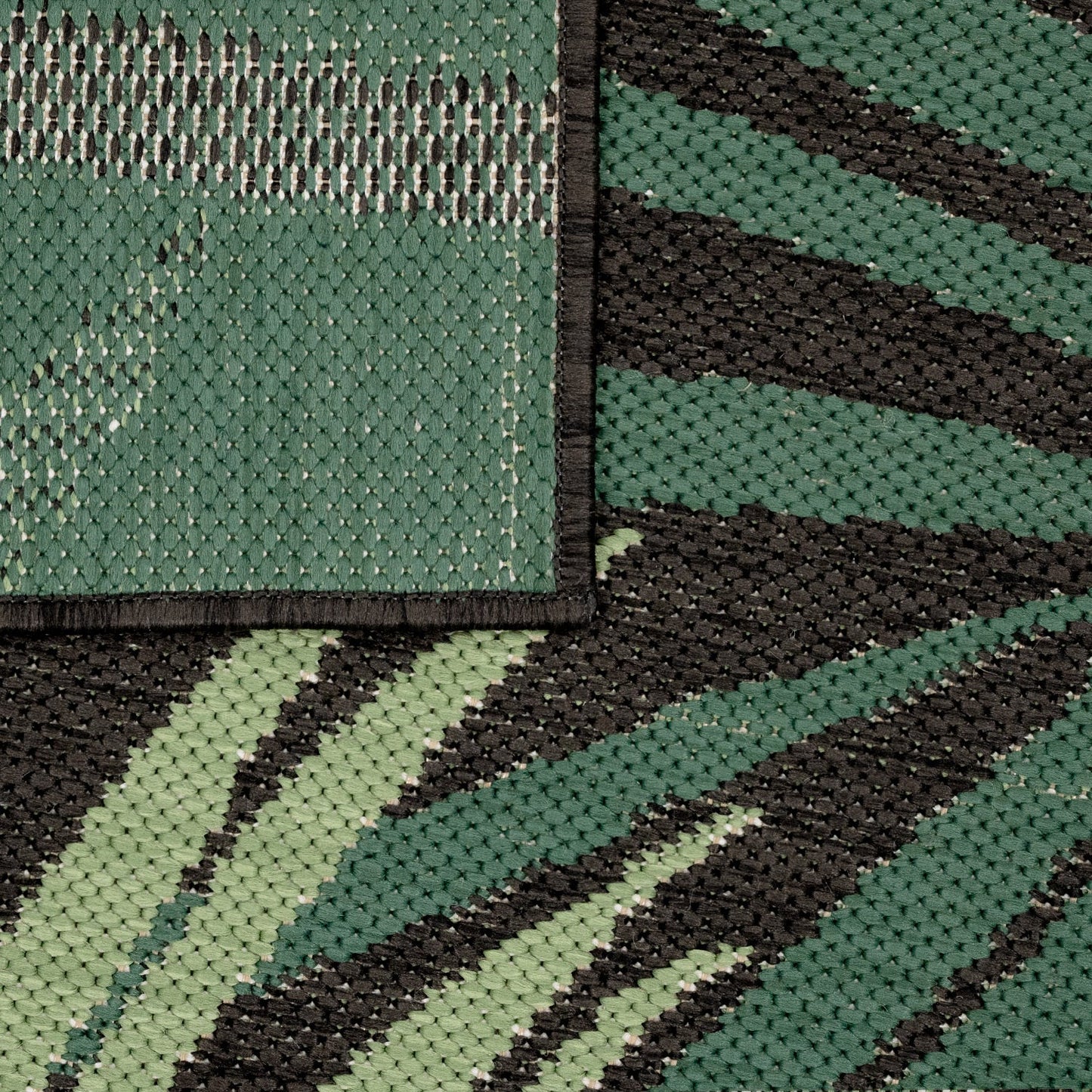 Outdoor Rug Ostende Tropical Palm Leaves - Black Green-3