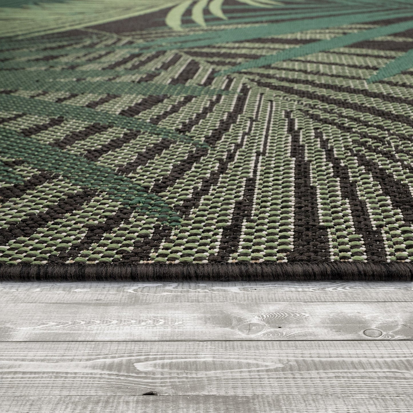 Outdoor Rug Ostende Tropical Palm Leaves - Black Green-4