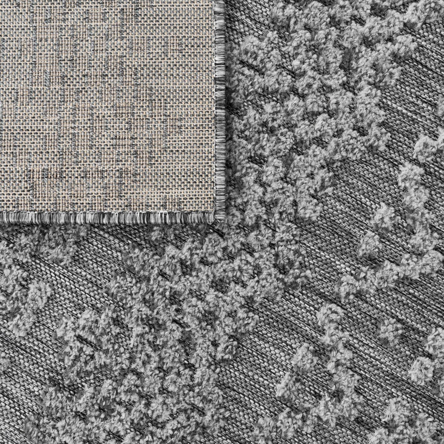 In- & Outdoor Rug Marrakesh High/Low Effect Trellis in Anthracite-3