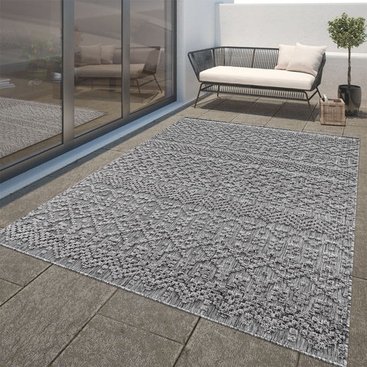 In- & Outdoor Rug Marrakesh High/Low Effect Trellis in Anthracite-0