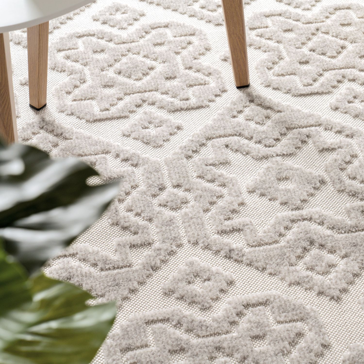 In- & Outdoor Rug Marrakesh High/Low Effect Trellis in Cream-1
