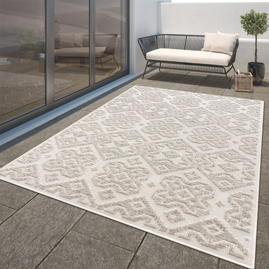 In- & Outdoor Rug Marrakesh High/Low Effect Trellis in Cream-0