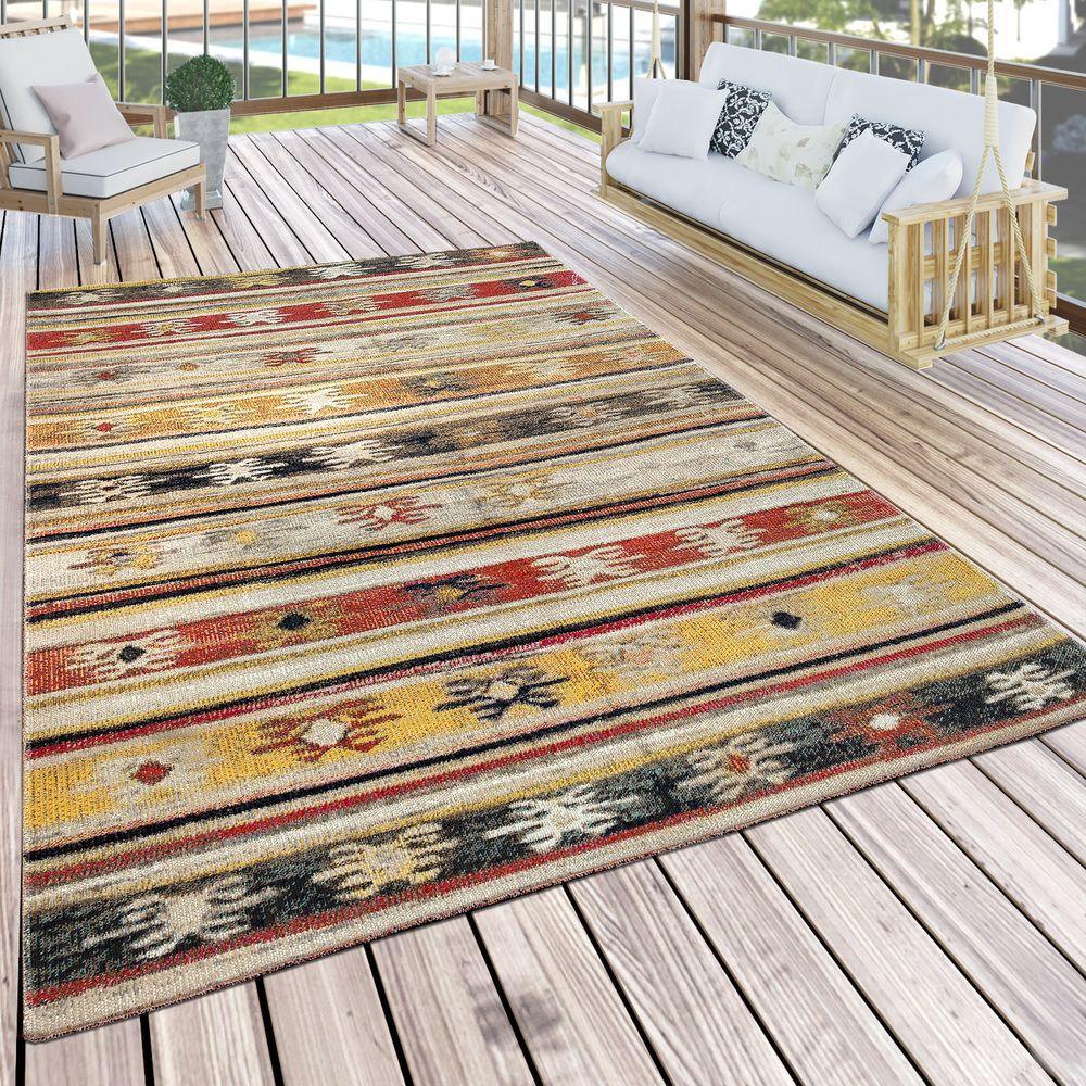 Indoor & Outdoor Rug Ethnic Cream Red Yellow-0
