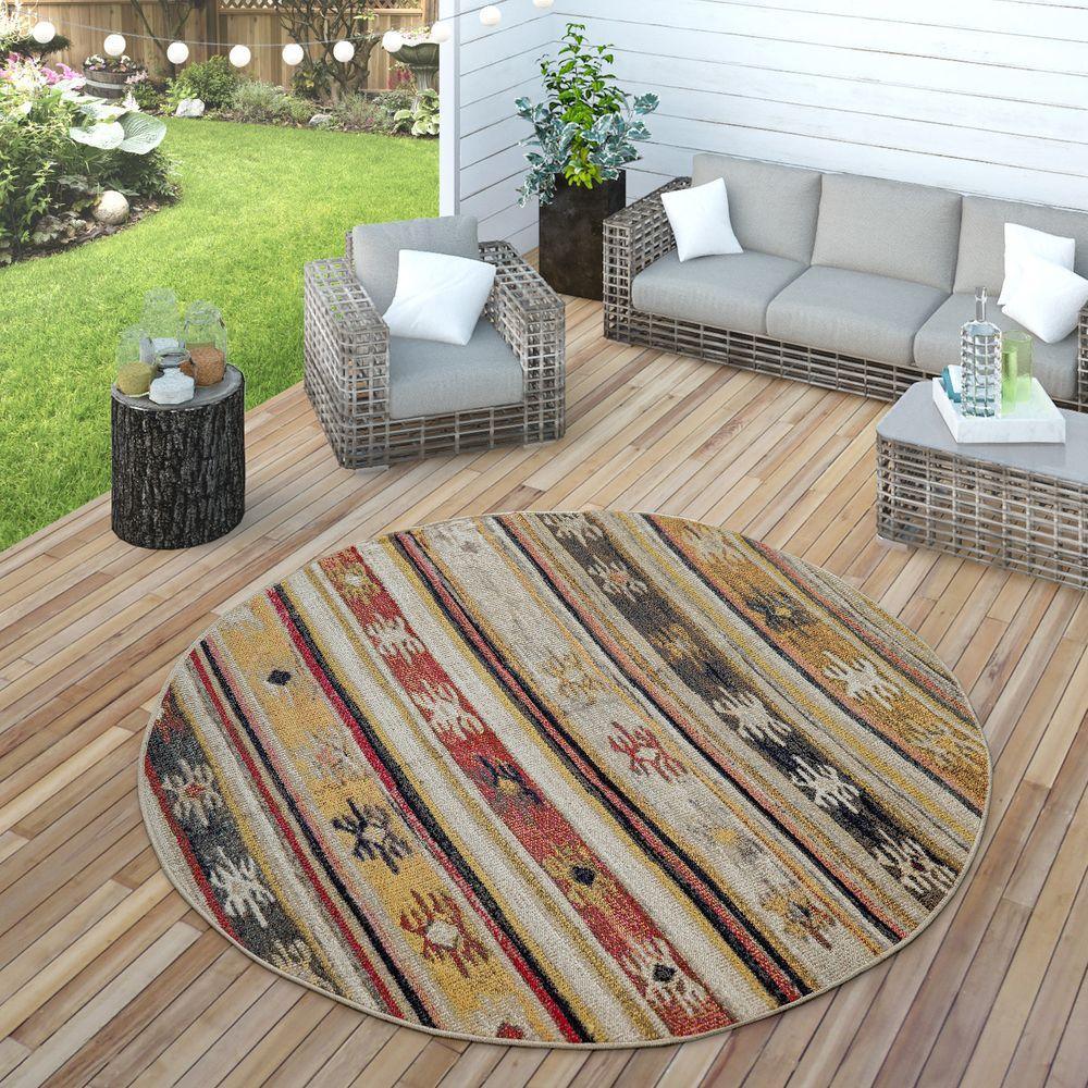 Indoor & Outdoor Rug Ethnic Cream Red Yellow-3