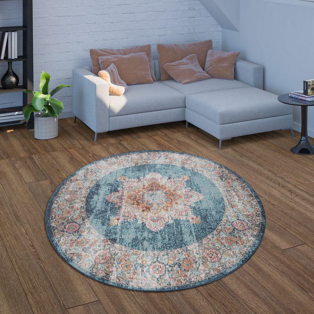 Indoor & Outdoor Rug For Patio, Oriental Look In Blue-1