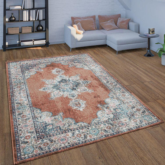 Indoor & Outdoor Rug For Patio, Oriental Pattern In Red-0