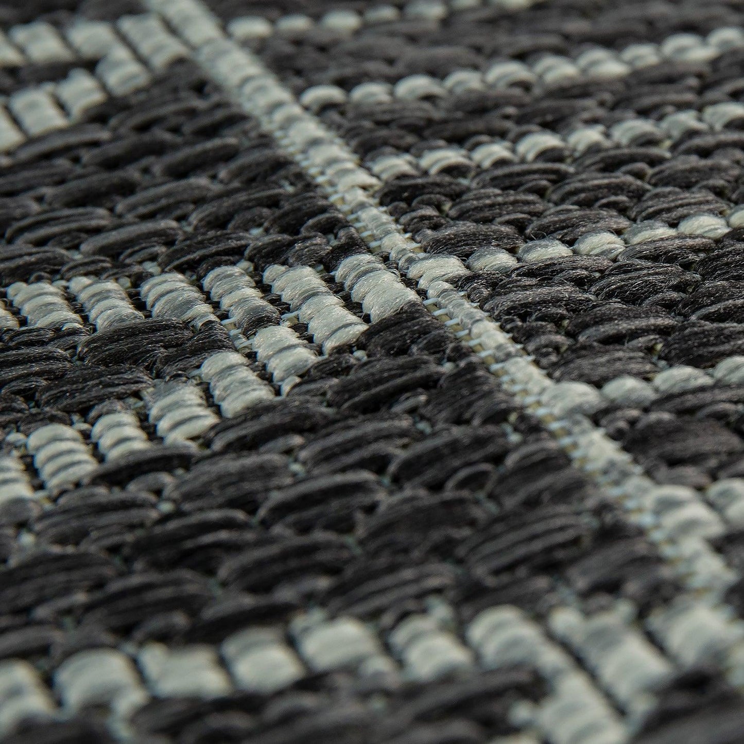 Outdoor Rug Illusion Modern Ethnic Pattern - Black Grey-3