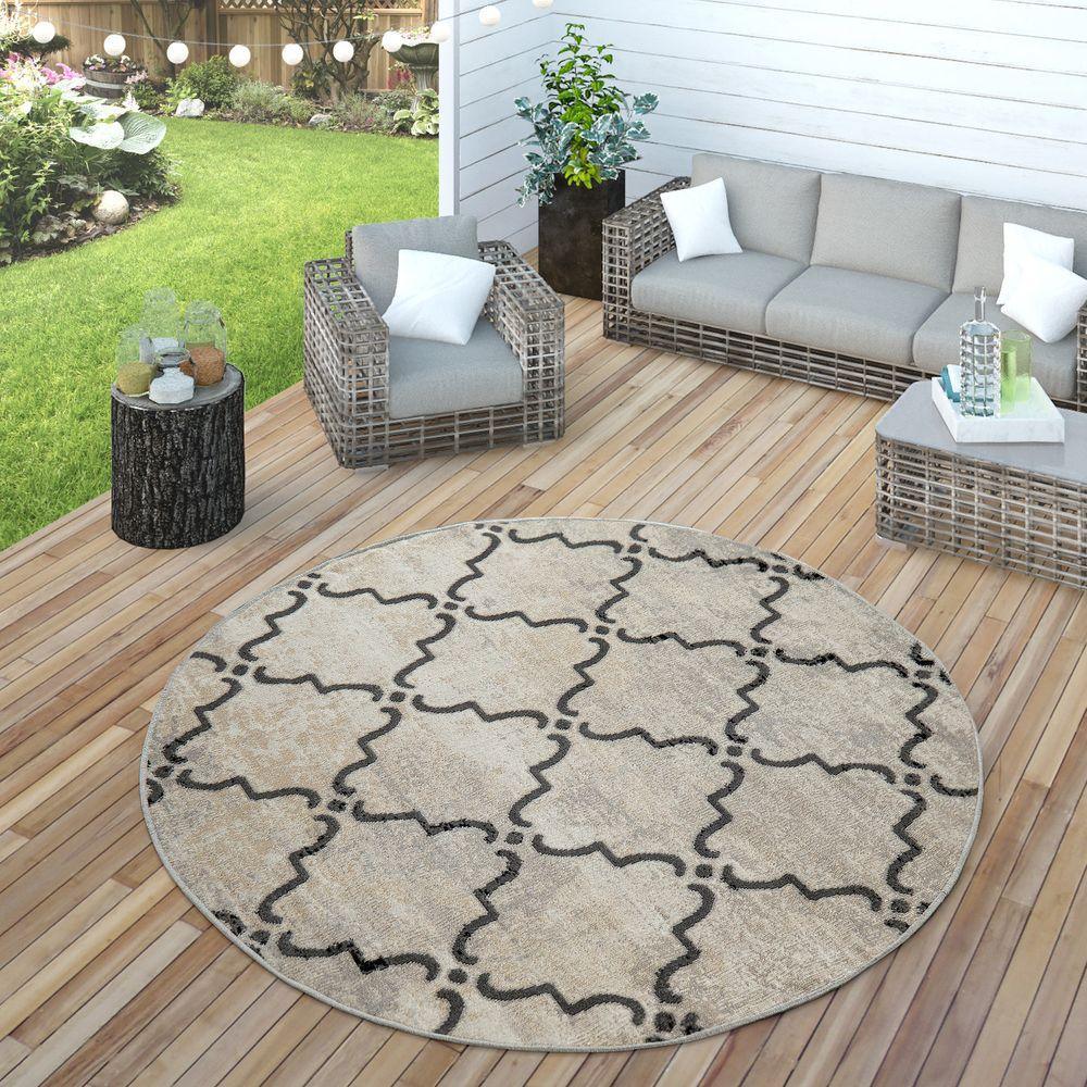 Indoor & Outdoor Rug Moroccan Pattern Grey-3