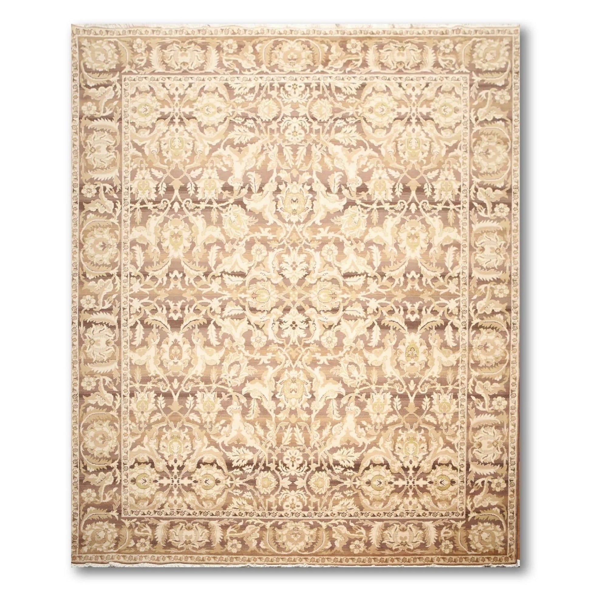 Hand Knotted Wool Traditional Oriental Area Rug Full Pile Beige 9' x 12'-1