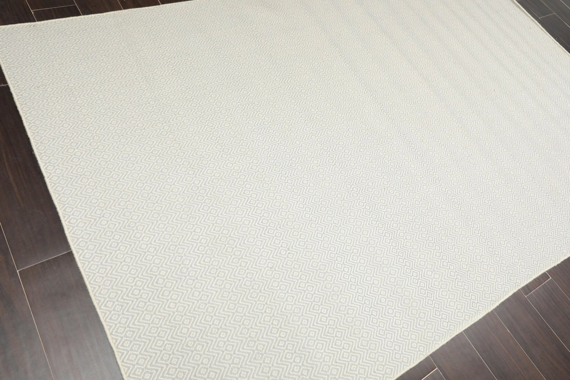 Multi Size Ivory, Gray Hand Woven 100% Wool Flatweave Modern & Contemporary Oriental Area Rug-3