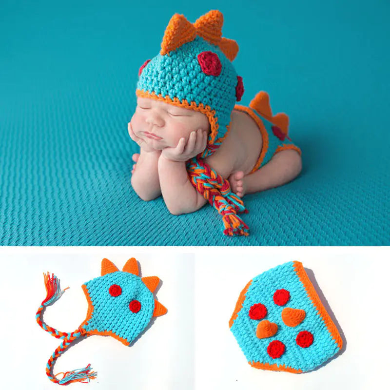 Knitted Dinosaur Photography Hat Set for New Borns