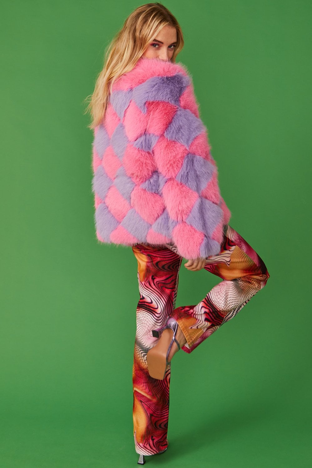 Delilah Pink Purple Faux Fur Jacket-2