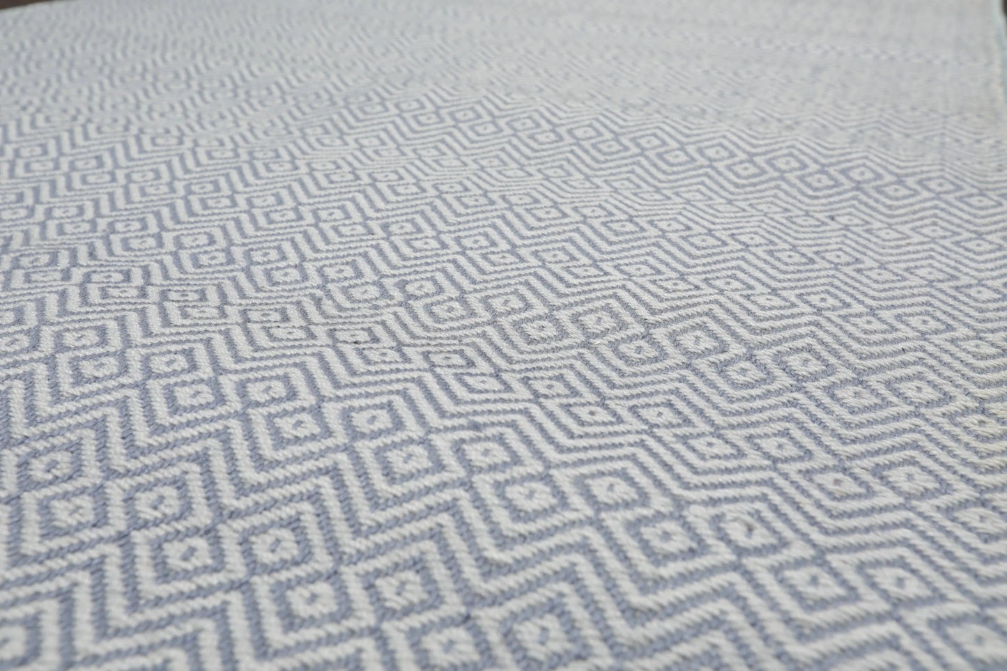Multi Size Tone on Tone Blue Hand Tufted Wool Modern & Contemporary Oriental Area Rug-4