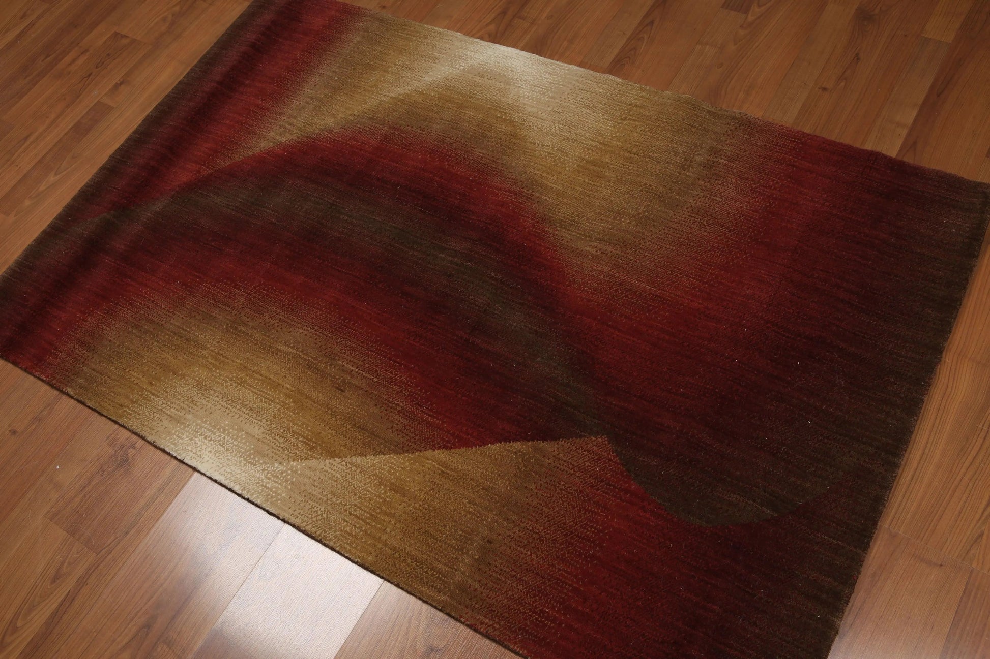 4' x 6' 100% wool pile area rug 4x6 Modern Abstract Red-0