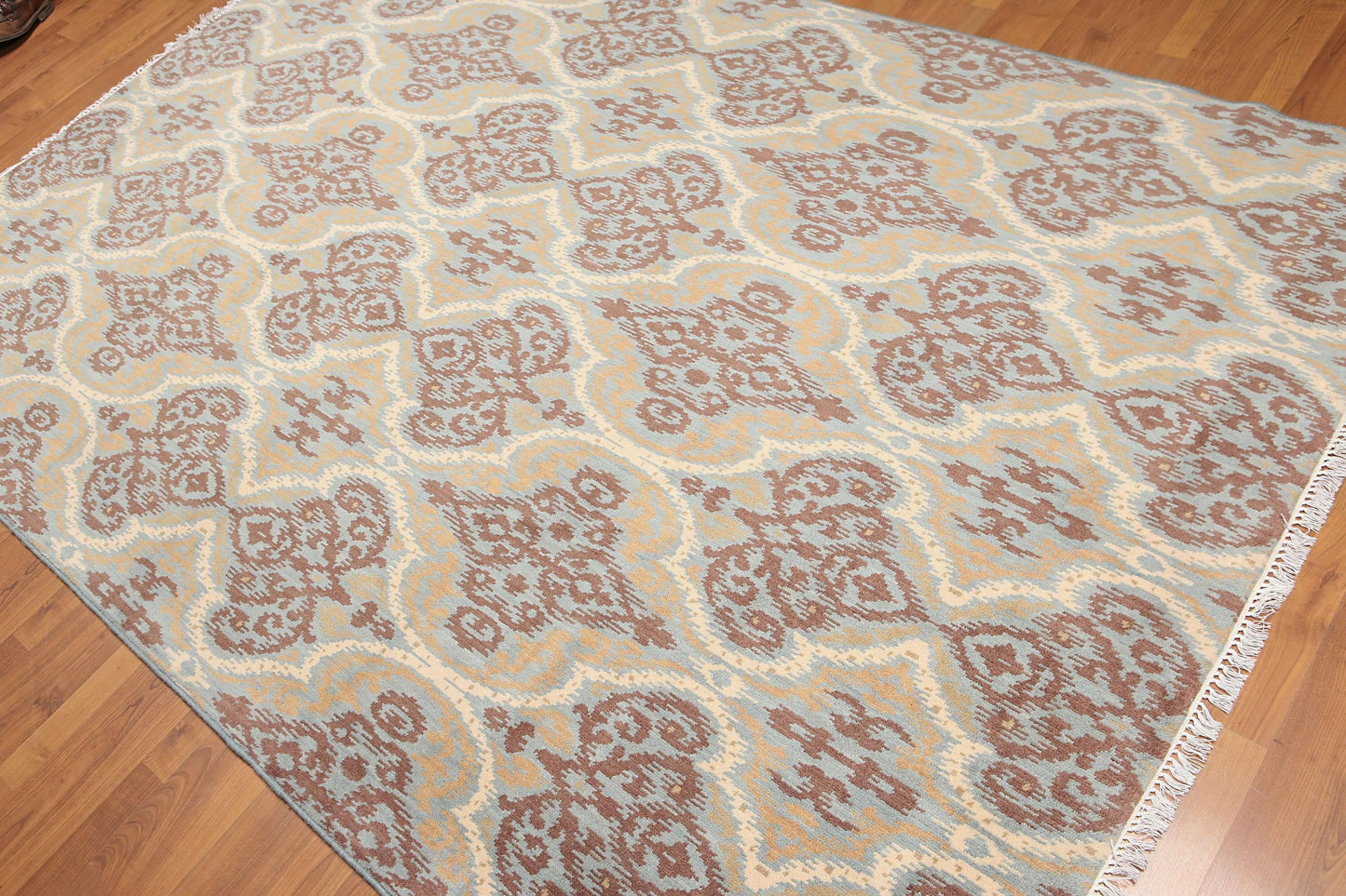 6' x 9' Hand Knotted IKAT Design 100% Wool Area rug Aqua-1