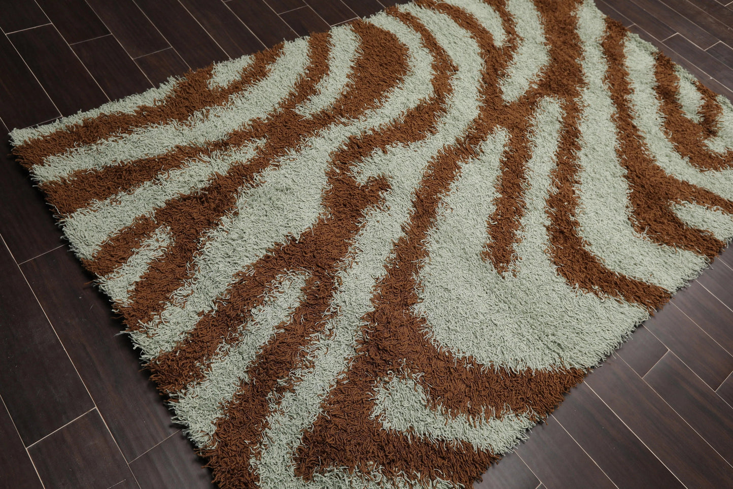 5' x 8' Modern 100% Nylon Shag Area Rug Brown-2